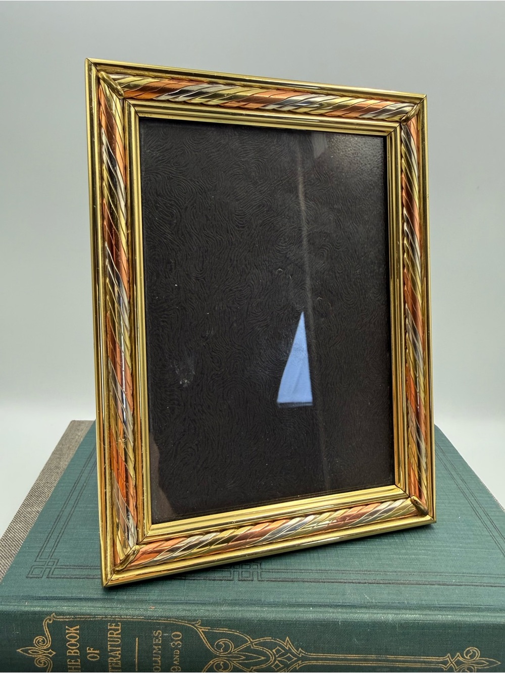Vintage Tr-Color Metal Picture Photo Frame